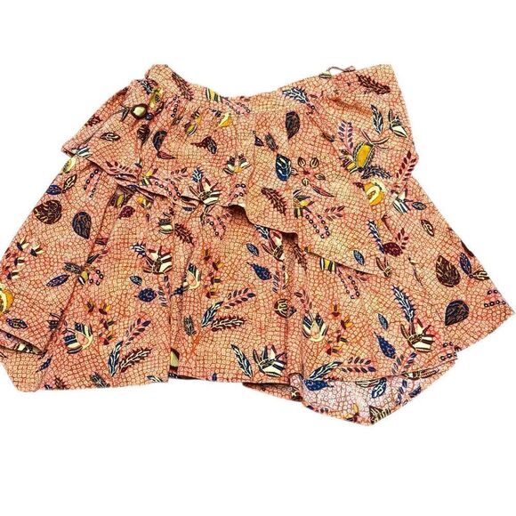 Ulla Johnson Georgiana Silk Ruffled Mini Tiered Orange Print Skirt NWT Size XS - Picture 2 of 4